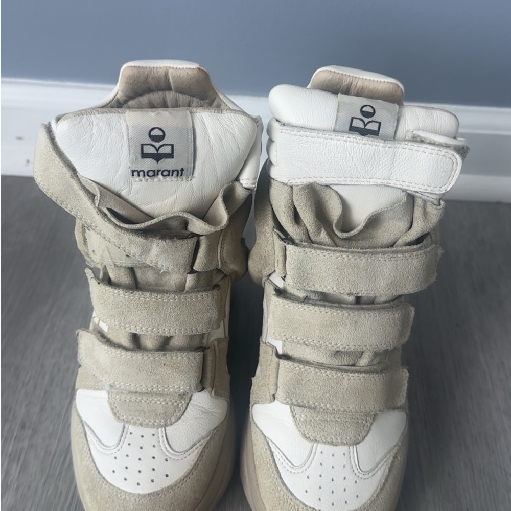 Isabel Marant Kids Beige and White High-Top Sneakers